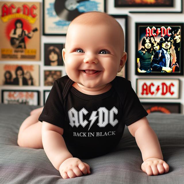 боди для новорождённых AC/DC BACK IN BLACK чёрный 68 (от 6 месяцев)